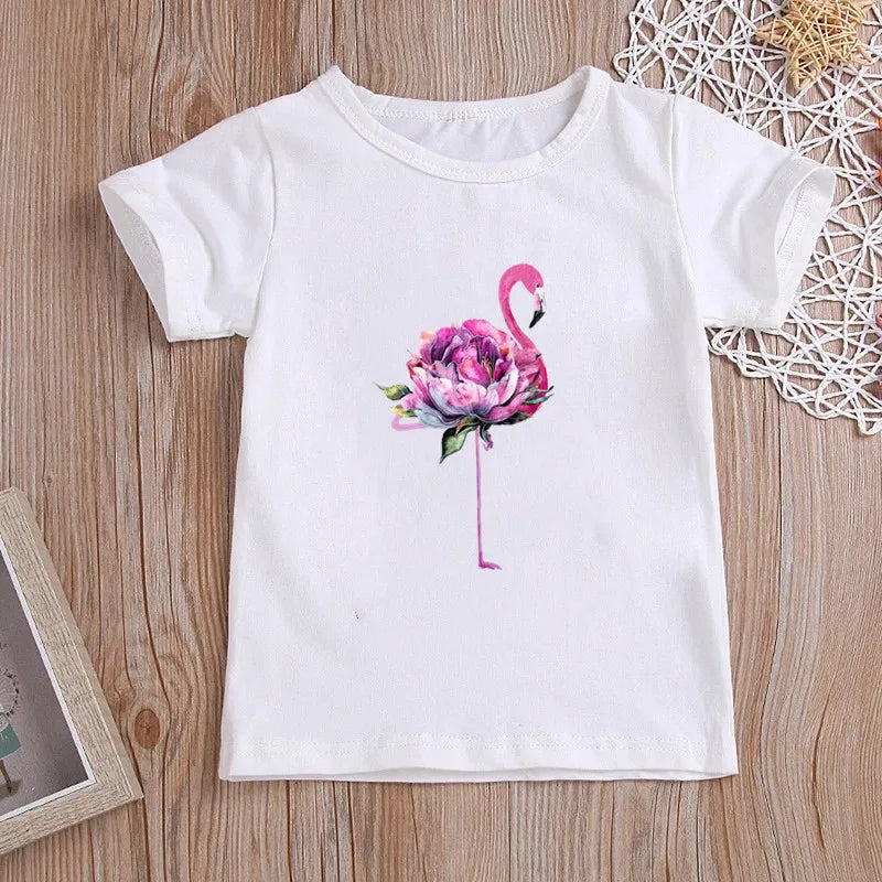 Stylish Cartoon Print Kids Girls Casual T-shirts childrensterritory