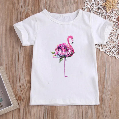 Stylish Cartoon Print Kids Girls Casual T-shirts childrensterritory