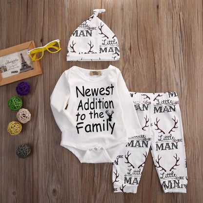 Newborn Baby Boy Letter Print 3 Piece Clothes Set childrensterritory