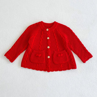 Baby Girls Long Sleeves Floral Embroidery Knitted Cardigans childrensterritory