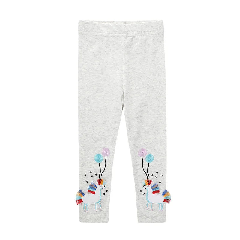 Kids Girls Cartoon Pattern Skinny Cotton Trousers