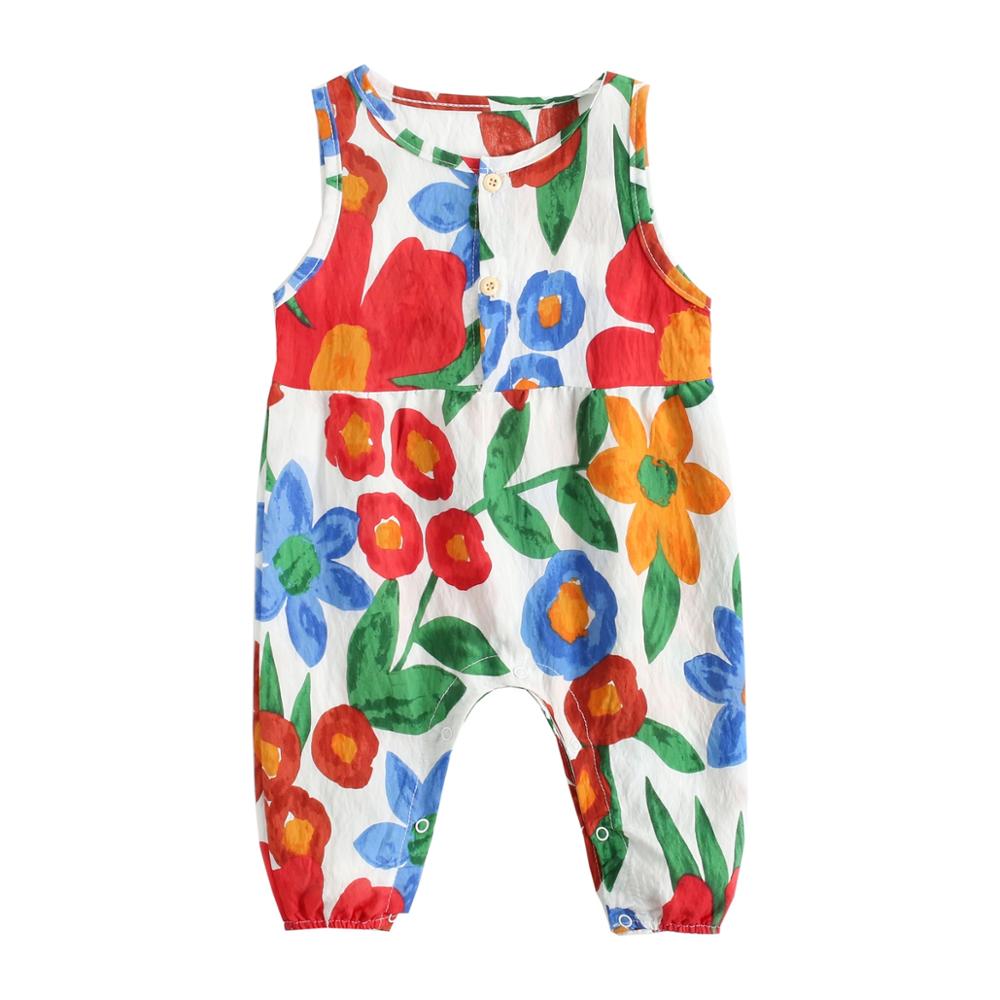 Floral Sleeveless Cotton Bodysuits for Baby Girl childrensterritory