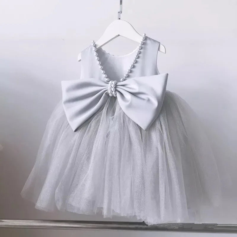 Little Girls Bridemaid Wedding Party Big Bow Princess Dress