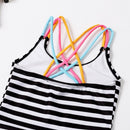 Ice Cream Printed Kids Girls Striped Beachwear Bodysuit childrensterritory