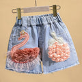 Kids Girl's Cute Swan Flower Design Cotton Shorts Pants childrensterritory