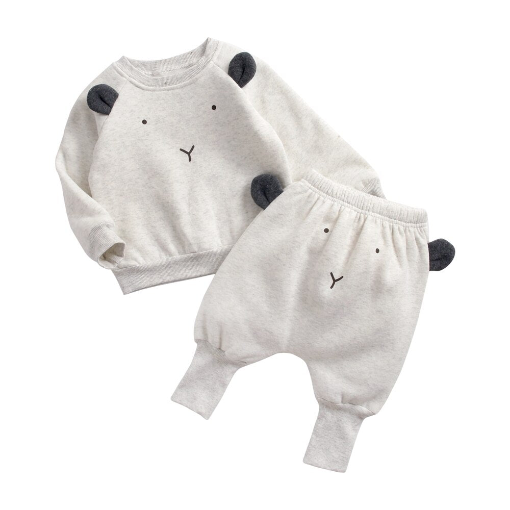 Animal Printed 2Pcs Casual Warm Baby Clothes Sets Tops + Pants childrensterritory
