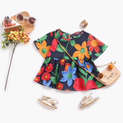 Baby Girls Floral Print Summer Princess Dresses childrensterritory