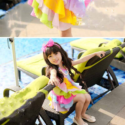 Korean-Style Kids Girls Sling Rainbow Beach Dress childrensterritory