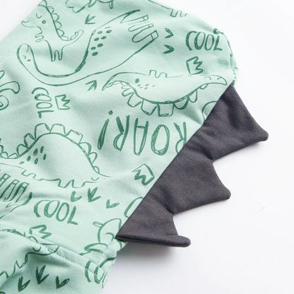 Dinosaur Print Baby Boys Long Sleeve Hooded Rompers