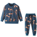 Kids Boys Cartoon Dinosaur Design Long Sleeve Tracksuit Sets childrensterritory