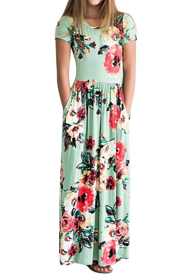 Striped Print Design Casual Summer Long Dress For Baby Girls childrensterritory
