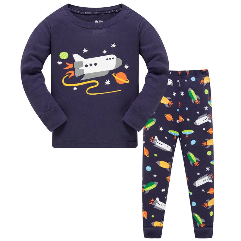 Kids Boys Space Rockets Printed Sleepwear Pajamas childrensterritory