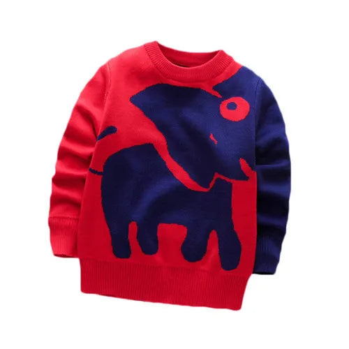 Kids Cartoon Print Long-Sleeved Winter Sweater childrensterritory