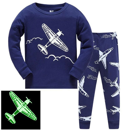 Kids Boys Cartoon Print Long Sleeve Cotton Sleepwear childrensterritory