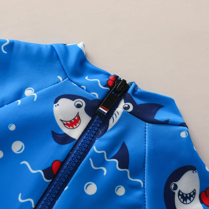 Baby Boys Cartoon Shark Print Blue Beachwear childrensterritory