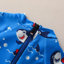 Baby Boys Cartoon Shark Print Blue Beachwear childrensterritory