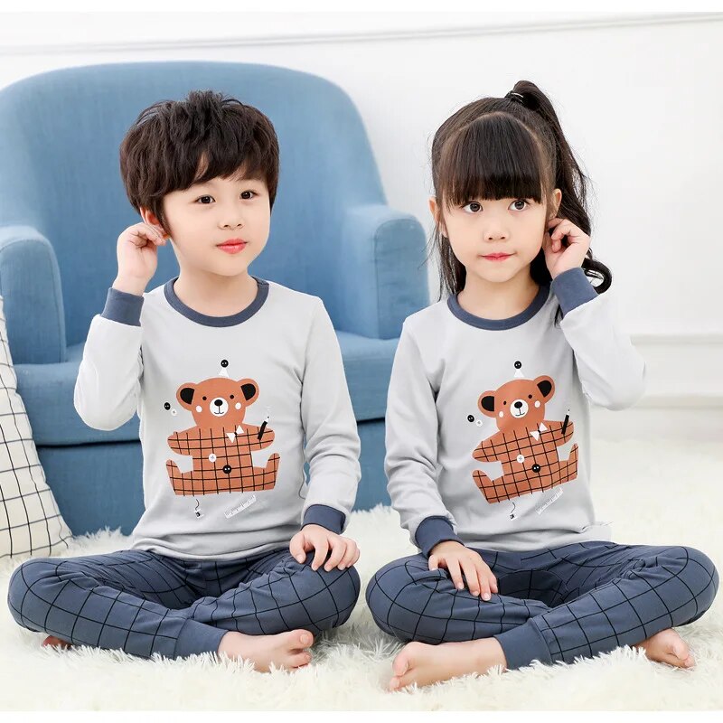 Kids Unisex Cartoon and Floral Print Soft Sleepwear Pajamas Sets childrensterritory