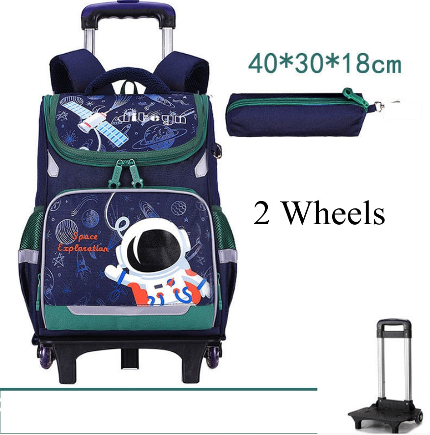 Space Theme Kids Boys School Rolling Backpacks childrensterritory