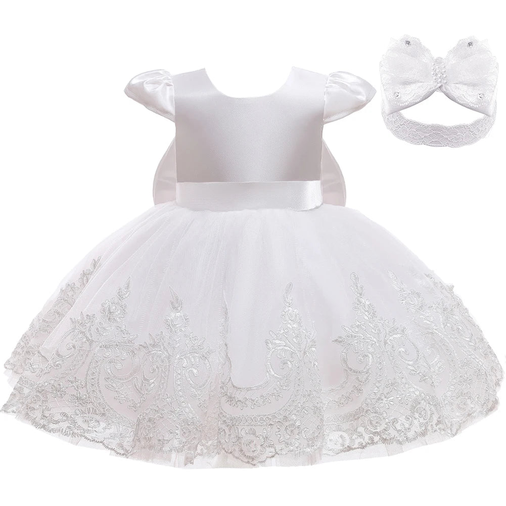 Girls Embroidery Bow Design Princess Dresses childrensterritory