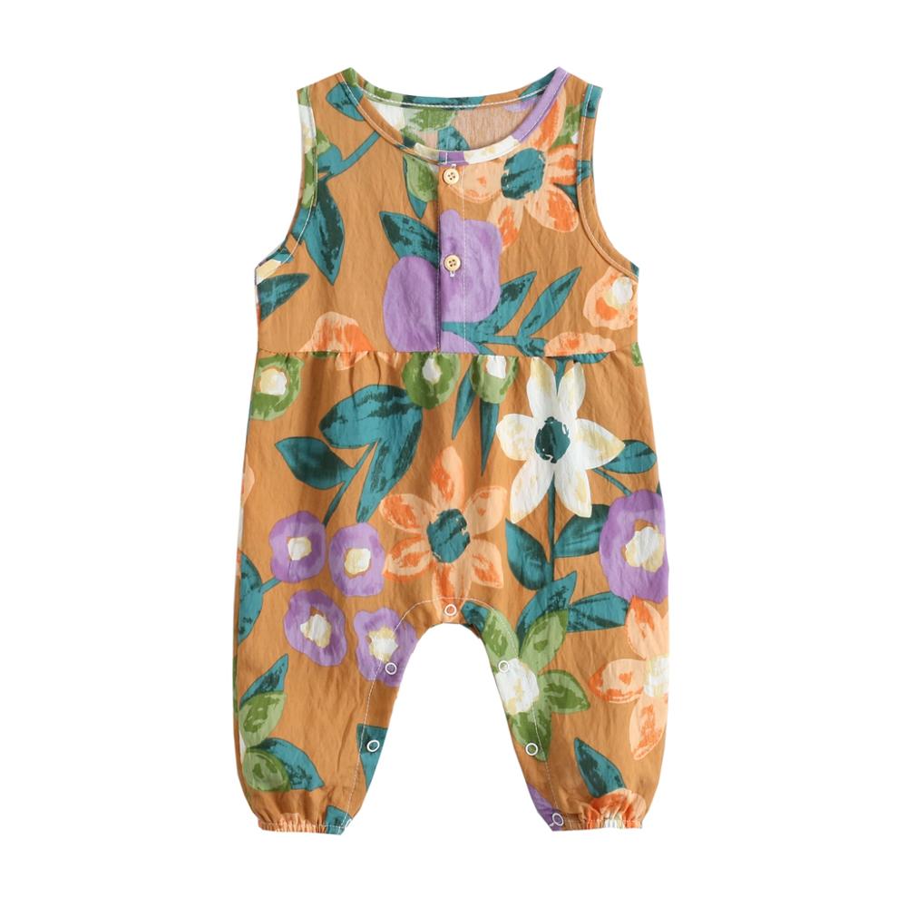 Floral Sleeveless Cotton Bodysuits for Baby Girl childrensterritory