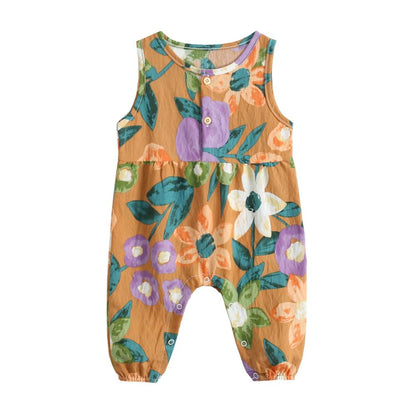 Floral Sleeveless Cotton Bodysuits for Baby Girl childrensterritory