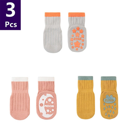 Cute Pattern: 3 Pairs/lot Anti-Slip Baby Cotton Socks childrensterritory