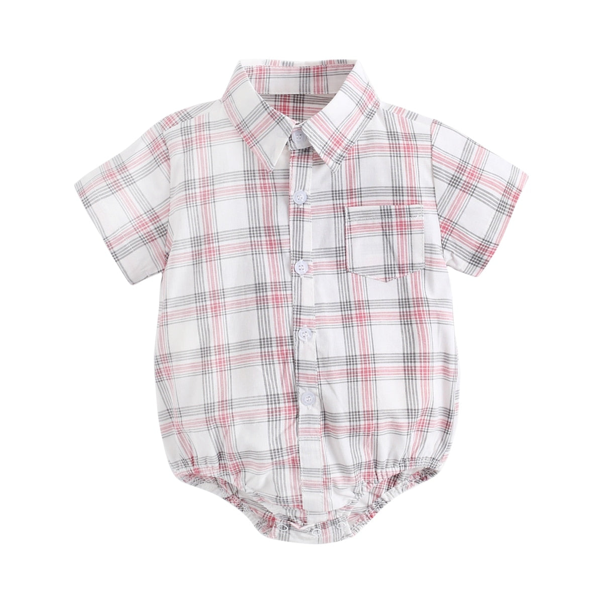 Plaid Cotton Baby Boys Short Sleeve Summer Bodysuit childrensterritory
