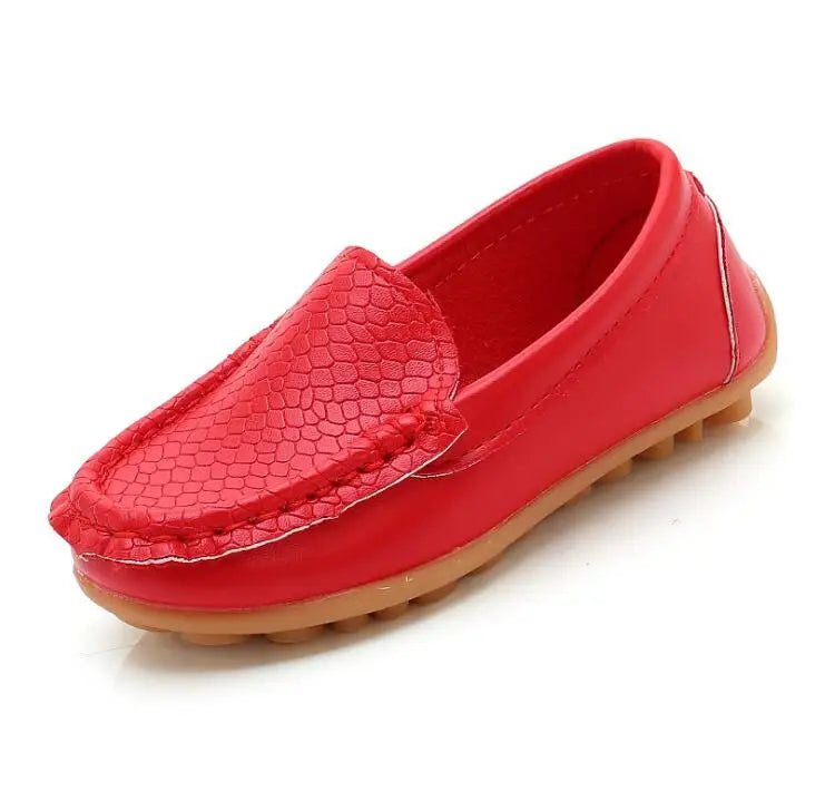 Kids Casual Style Slip On Leather Loafers