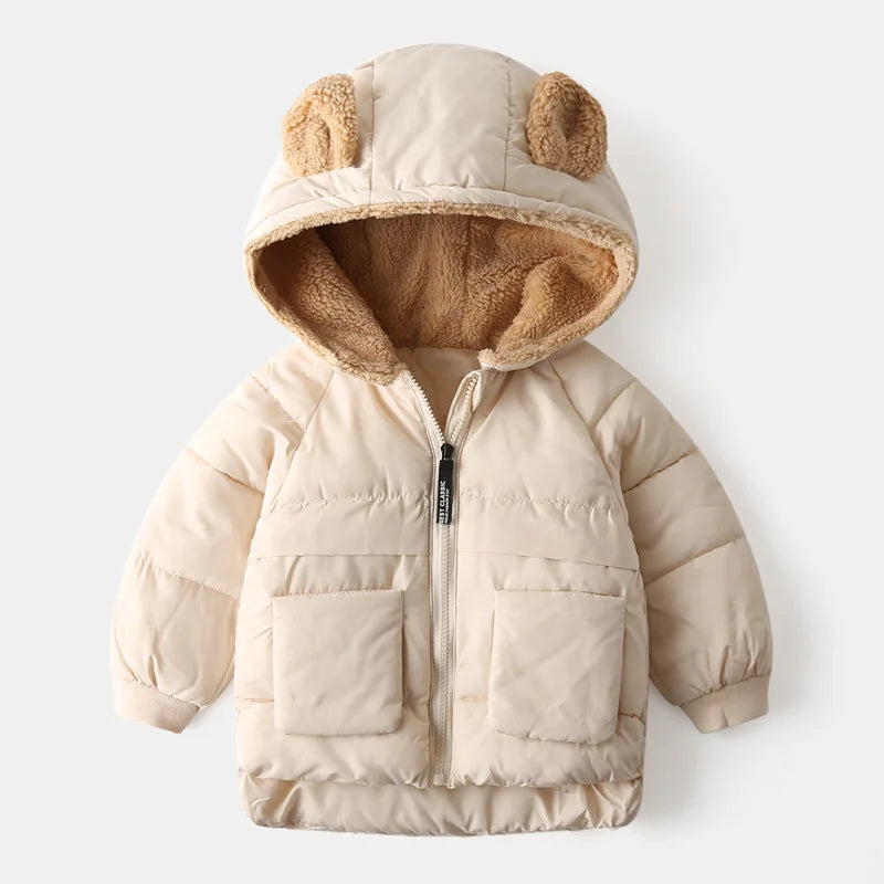 Plus Velvet Thick Hooded Parka Jacket for Kids Girls, and Boys childrensterritory