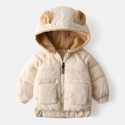 Plus Velvet Thick Hooded Parka Jacket for Kids Girls, and Boys childrensterritory