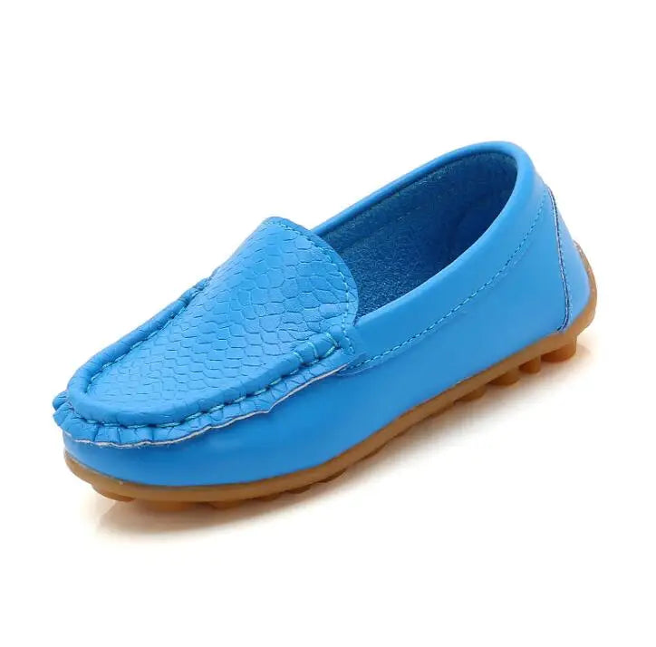 Kids Casual Style Slip On Leather Loafers