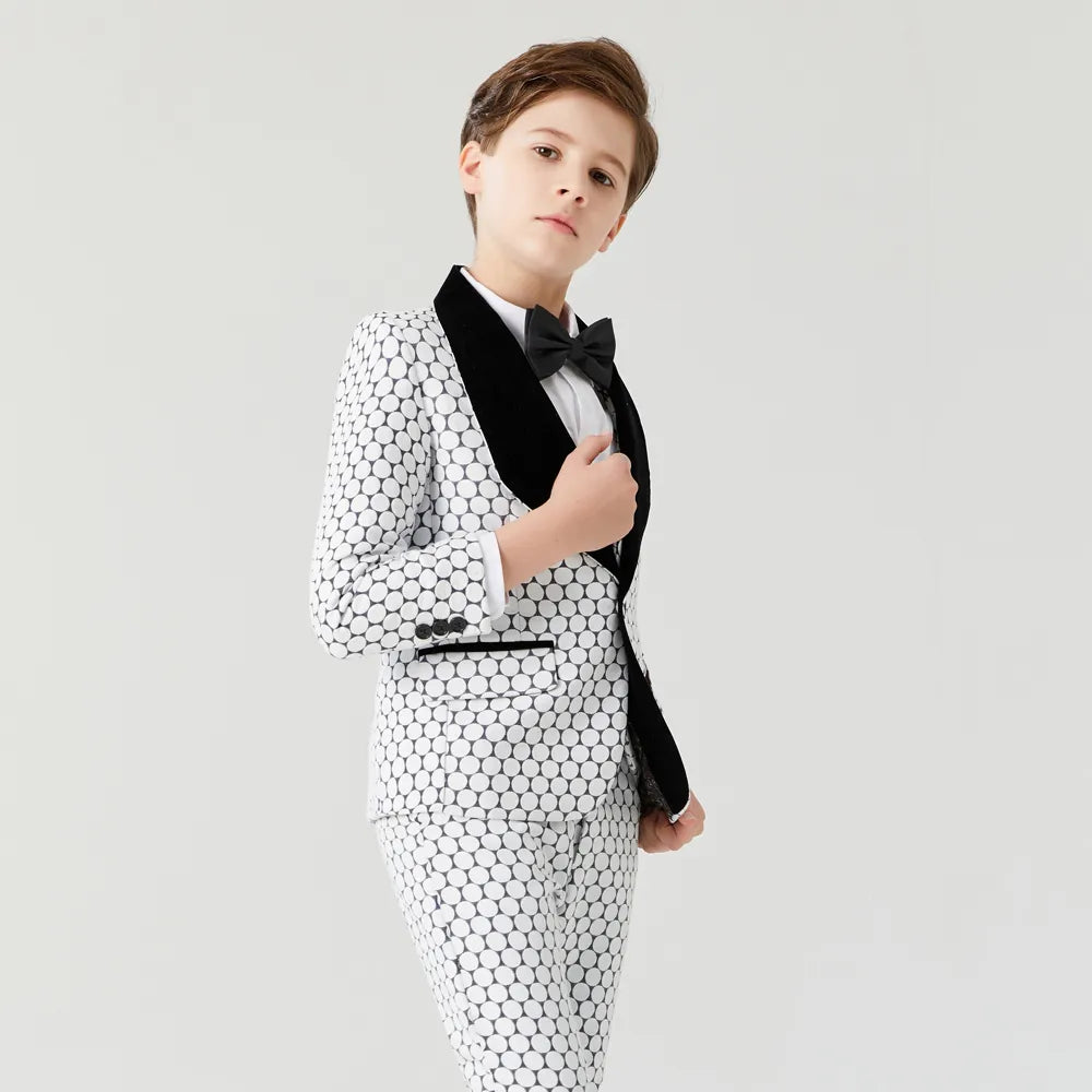 Kids Boys Dot Design Formal Tuexdo Piano Costume Prom Suits childrensterritory
