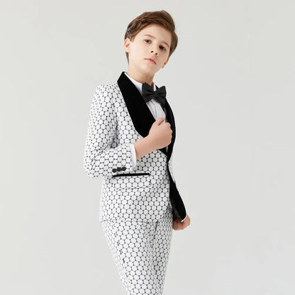 Kids Boys Dot Design Formal Tuexdo Piano Costume Prom Suits childrensterritory