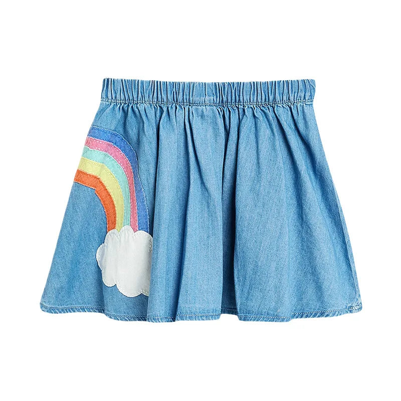 Little Girls Unicorn and Rainbow Design Denim Skirt childrensterritory