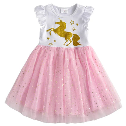 Kids Girls Unicorn Embroidery Birthday Tutu Dresses childrensterritory