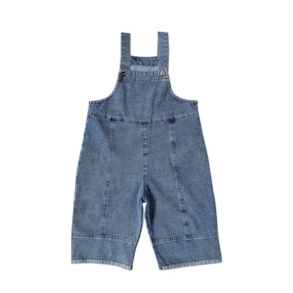 Korean Style Kids Oversized Wide Leg Denim Overalls Casual Pants childrensterritory