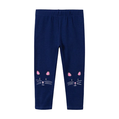 Kids Girls Cartoon Pattern Skinny Cotton Trousers childrensterritory
