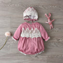 Newborn Lace Rompers With Hats for Summer childrensterritory
