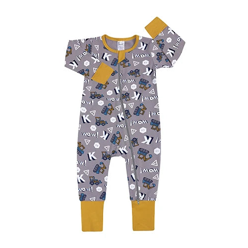 Long Sleeves Printed Baby Girl/Boy Zipper Bodysuits
