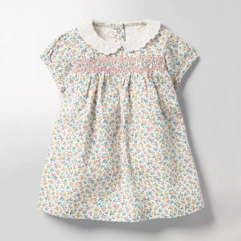 Girls Half Sleeves Floral Printed Casual Summer Dresses