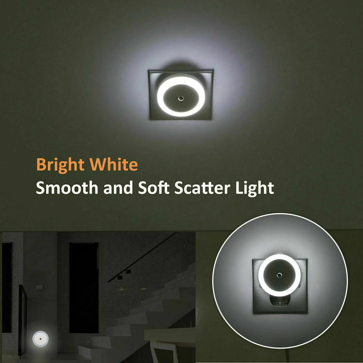 Mini Dusk to Dawn Sensor Wall Nights Lamp for Bedroom