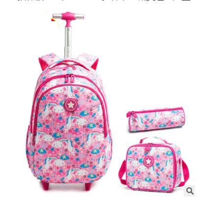 Printed 3pcs Kids School Bags On Wheels for Boys and Girls