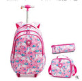 Printed 3pcs Kids School Bags On Wheels for Boys and Girls