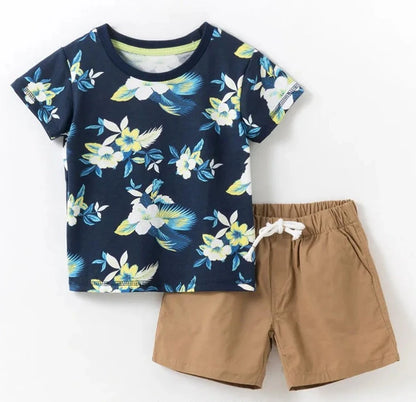 Kids Boys Short Sleeve Cartoon Print Clothing Sets childrensterritory