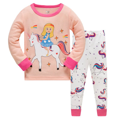 Kids Girls Cartoon Unicorn/Mermaid Print Sleepwear Set childrensterritory
