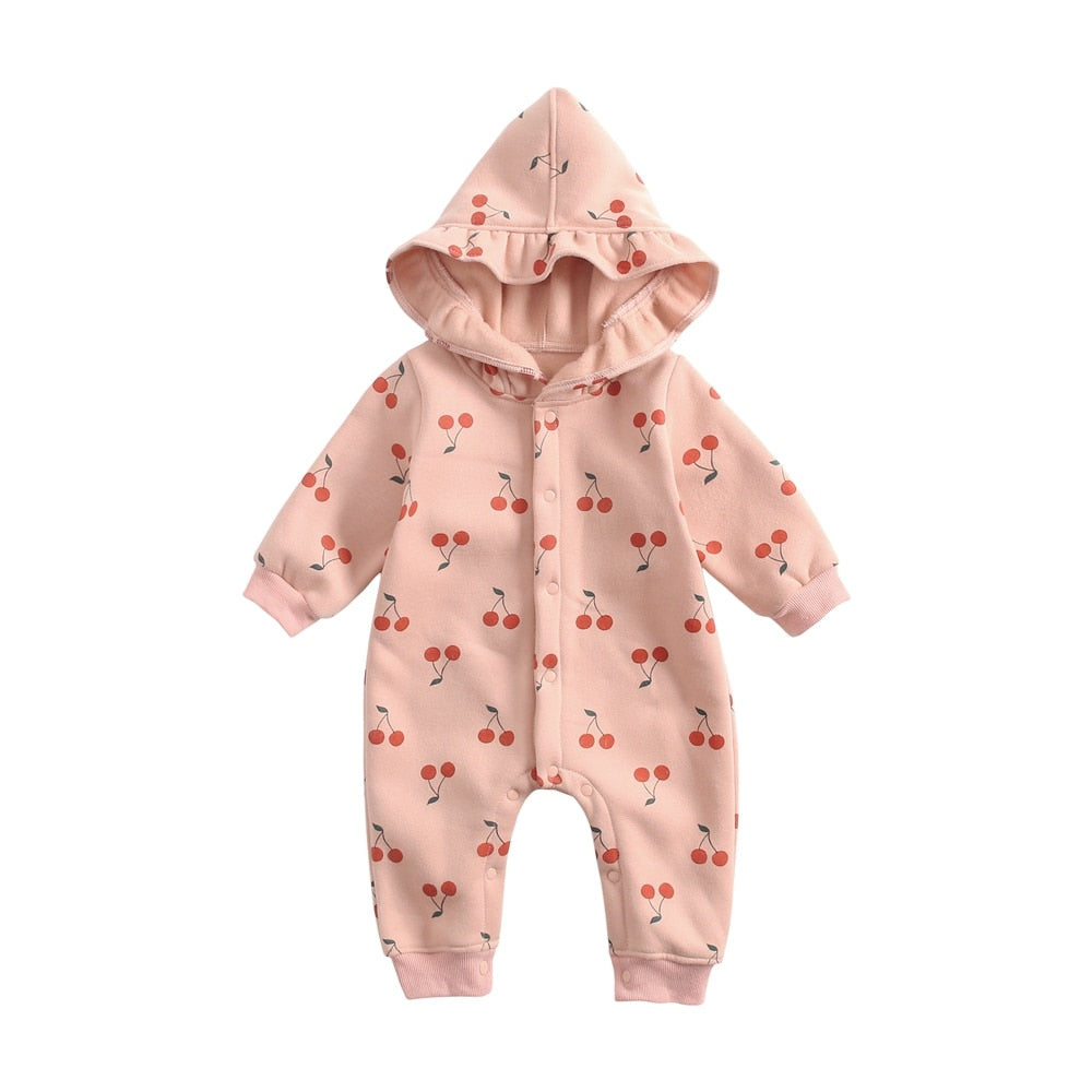 Long Sleeve Printed Baby Hooded Bodysuit for Winter childrensterritory