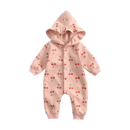 Long Sleeve Printed Baby Hooded Bodysuit for Winter childrensterritory
