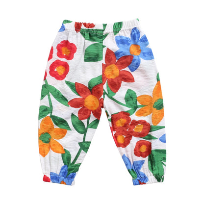 Baby Girl Floral Print Cotton Pants in Holiday Style childrensterritory