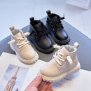 Kids Solid British Style Warm Short Leather Boots childrensterritory