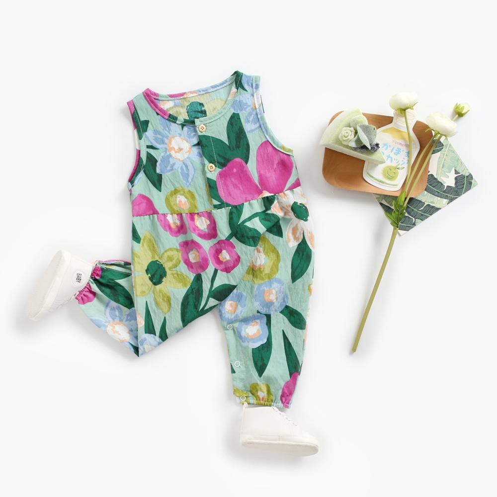 Floral Sleeveless Cotton Bodysuits for Baby Girl childrensterritory